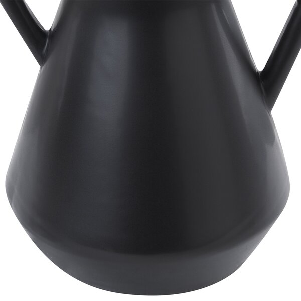 Váza na kvety čierna keramická z dolomitu 30 cm minimalistický bytový doplnok na stôl