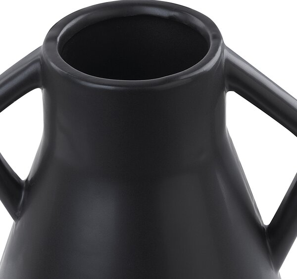 Váza na kvety čierna keramická z dolomitu 30 cm minimalistický bytový doplnok na stôl