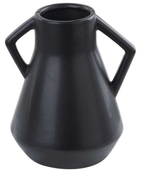 Váza na kvety čierna keramická z dolomitu 30 cm minimalistický bytový doplnok na stôl