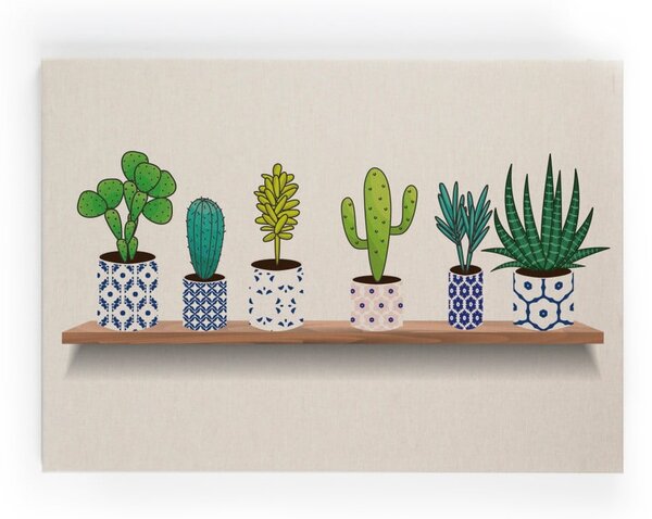 Obraz na plátne Really Nice Things Lino Cactus Shelve, 60 x 40 cm