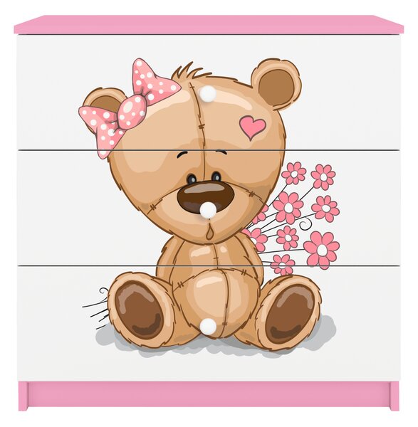 Kocot kids Komoda Babydreams 80 cm medveď s kvetmi ružová