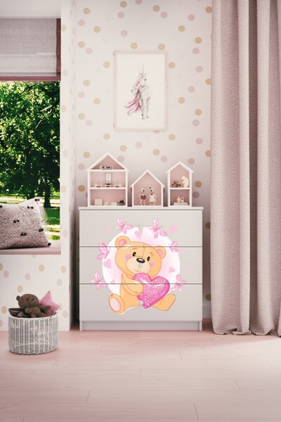 Kocot kids Komoda Babydreams 80 cm medvedík s motýlikmi biela