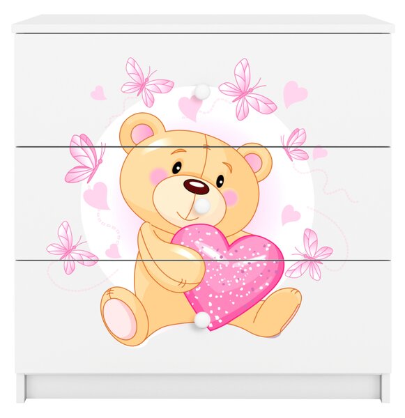 Kocot kids Komoda Babydreams 80 cm medvedík s motýlikmi biela