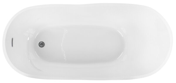 Voľne stojaca vaňa biela lesklá sanitárny akrylát 170 x 80 cm pre jednu osobu oválna moderný minimalistický dizajn