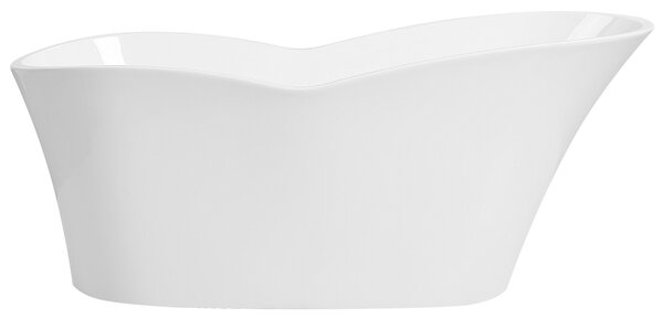 Voľne stojaca vaňa biela lesklá sanitárny akrylát 170 x 80 cm pre jednu osobu oválna moderný minimalistický dizajn