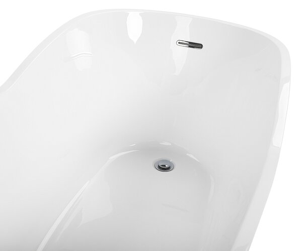 Voľne stojaca vaňa biela lesklá sanitárny akrylát 170 x 80 cm pre jednu osobu oválna moderný minimalistický dizajn
