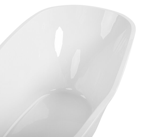 Voľne stojaca vaňa biela lesklá sanitárny akrylát 170 x 80 cm pre jednu osobu oválna moderný minimalistický dizajn