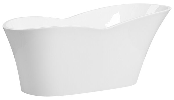 Voľne stojaca vaňa biela lesklá sanitárny akrylát 170 x 80 cm pre jednu osobu oválna moderný minimalistický dizajn