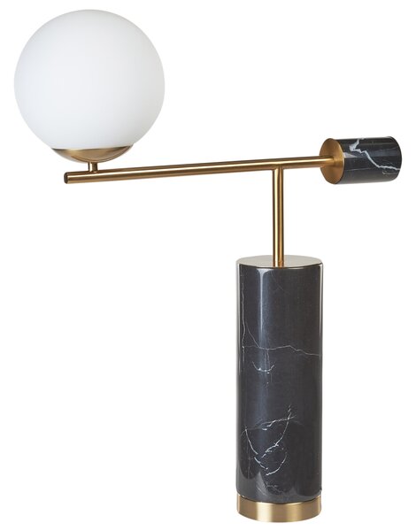 Stolná lampa čierna a zlatá mramorový podstavec sklenené tienidlo obývacia izba spálňa moderný štýl