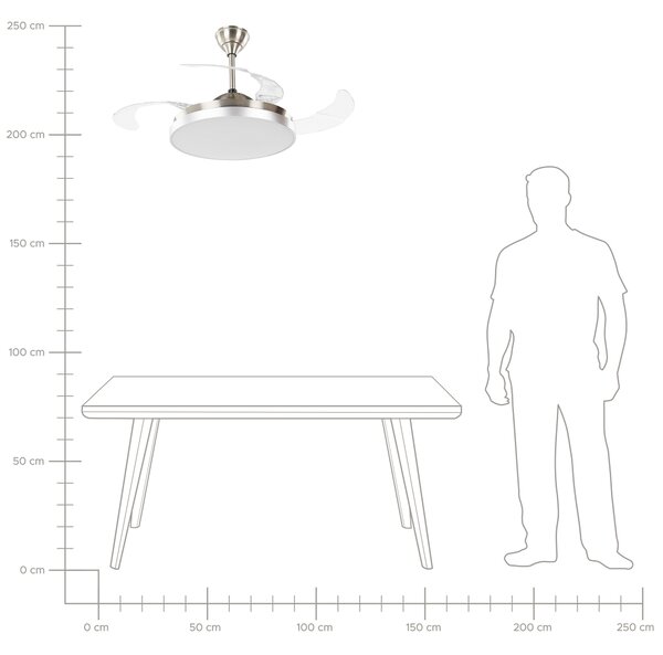 Stropný ventilátor so svetlom ventilátor strieborný syntetický materiál kovový so 4 lopatkami a diaľkovým ovládaním