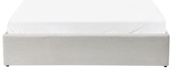 Posteľ s roštom svetlobéžová polyesterové čalúnenie s úložným priestorom 140 x 200 cm moderný dizajn