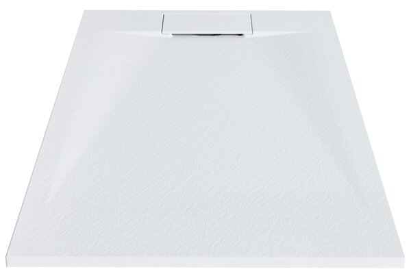 Sprchová vanička s odtokom biela SMC 80 x 120 x 3 cm obdĺžnikový tvar efekt prírodného kameňa minimalistický štýl kúpeľňa