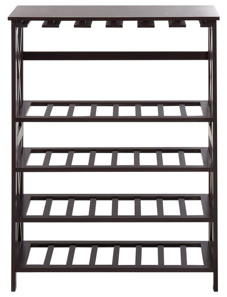 Regál na víno tmavohnedý MDF 73 x 29 x 90 cm stojan na fľaše a poháre klasický elegantný štýl bytový dekor