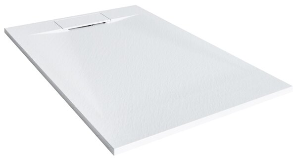 Sprchová vanička s odtokom biela SMC 80 x 120 x 3 cm obdĺžnikový tvar efekt prírodného kameňa minimalistický štýl kúpeľňa
