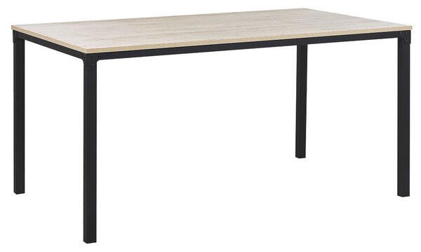 Jedálenský stôl svetlé drevo čierna drevotrieska kov 150 x 90 cm obdĺžnikový tvar pre 4 osoby moderný štýl kuchyňa jedáleň