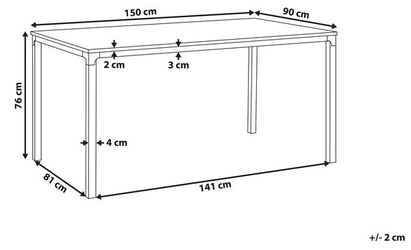 Jedálenský stôl svetlé drevo čierna drevotrieska kov 150 x 90 cm obdĺžnikový tvar pre 4 osoby moderný štýl kuchyňa jedáleň