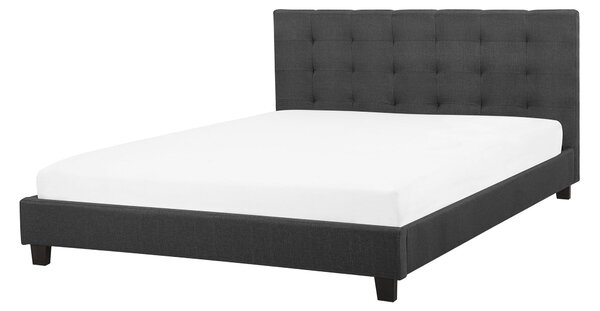Posteľ tmavosivá látkové čalúnenie 160 x 200 cm vysoké prešívané čelo moderný štýl spálňa