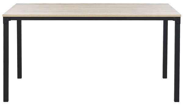 Jedálenský stôl svetlé drevo čierna drevotrieska kov 150 x 90 cm obdĺžnikový tvar pre 4 osoby moderný štýl kuchyňa jedáleň
