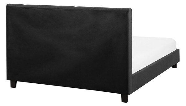 Posteľ tmavosivá látkové čalúnenie 160 x 200 cm vysoké prešívané čelo moderný štýl spálňa