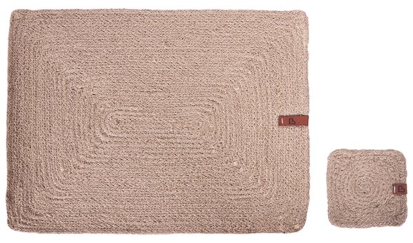Sada 12 prestieraní a podložiek prírodná z juty 30 x 40/10 x 10 cm ručne vyrobené podložky pod taniere a poháre boho kuchyňa jedáleň