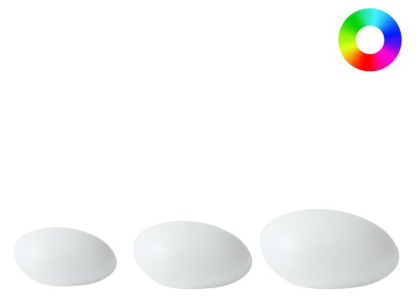 Sada 3 dekoratívnych LED svietidiel biela syntetický materiál v tvare kameňov IP54 vodoodolné s diaľkovým ovládaním záhradné osvetlenie