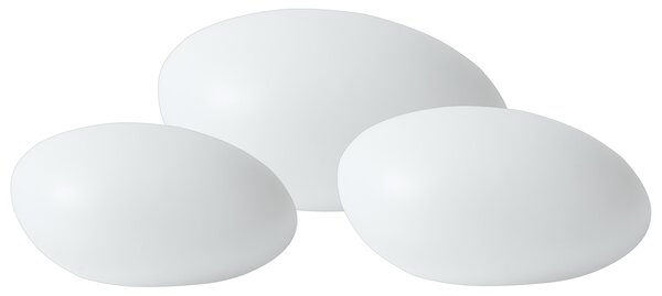 Sada 3 dekoratívnych LED svietidiel biela syntetický materiál v tvare kameňov IP54 vodoodolné s diaľkovým ovládaním záhradné osvetlenie