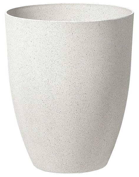 Kvetináč krémovobiely kameň polyresin 43 x 43 x 52 cm okrúhly kvetináč do interiéru a exteriéru