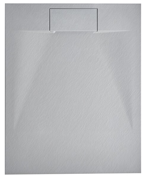Sprchová vanička s odtokom sivá SMC 80 x 100 x 3 cm obdĺžnikový tvar efekt prírodného kameňa minimalistický štýl kúpeľňa