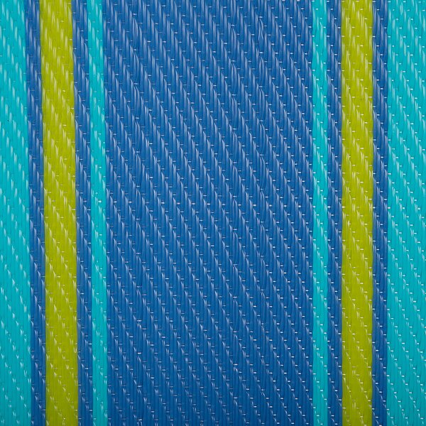Vonkajší koberec modrý plastový 120 x 180 cm pruhovaný s geometrickým vzorom ekologický moderný minimalistický