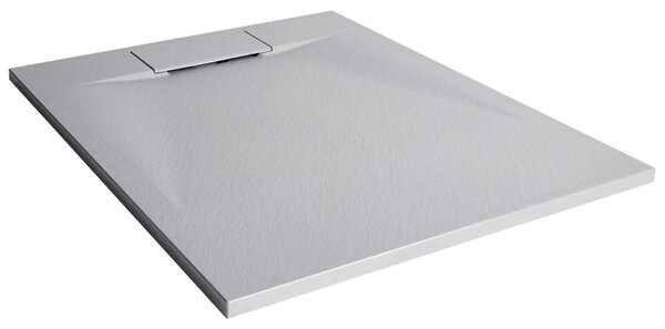 Sprchová vanička s odtokom sivá SMC 80 x 100 x 3 cm obdĺžnikový tvar efekt prírodného kameňa minimalistický štýl kúpeľňa