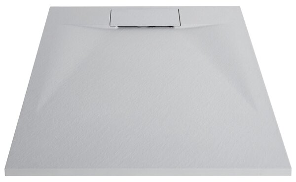 Sprchová vanička s odtokom sivá SMC 80 x 100 x 3 cm obdĺžnikový tvar efekt prírodného kameňa minimalistický štýl kúpeľňa