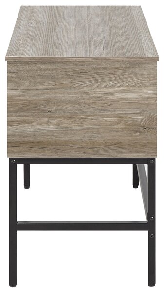 Písací stôl svetlé drevo čierna MDF oceľ 120 x 48 cm obdĺžnikový tvar úložný priestor 2 zásuvky moderný industriálny štýl kancelária