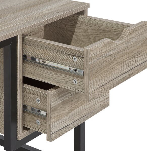 Písací stôl svetlé drevo čierna MDF oceľ 120 x 48 cm obdĺžnikový tvar úložný priestor 2 zásuvky moderný industriálny štýl kancelária