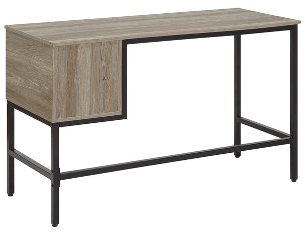 Písací stôl svetlé drevo čierna MDF oceľ 120 x 48 cm obdĺžnikový tvar úložný priestor 2 zásuvky moderný industriálny štýl kancelária