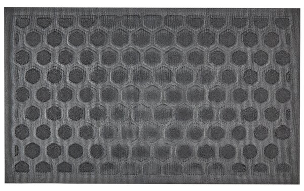 Rohožka prírodná a čierna polyester guma 45 x 75 cm PVC povlak protišmyková rohož so vzorom do interiéru moderná