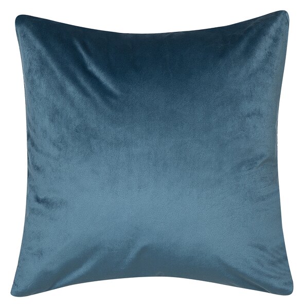 Sada 2 dekoratívnych vankúšov modré zamatové vankúše 45 x 45 cm popraskaný efekt strieborná fóliová potlač