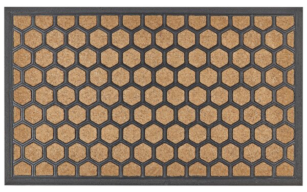 Rohožka prírodná a čierna polyester guma 45 x 75 cm PVC povlak protišmyková rohož so vzorom do interiéru moderná