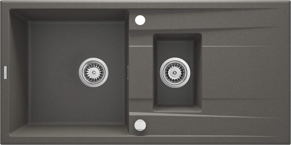 Deante Eridan, granitový drez na dosku 1000x500x208 mm Z/O, 3,5" + priestorovo úsporný sifón, 1,5-komorový, antracitová metalíza, DEA-ZQE_T513