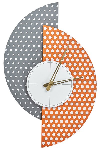 Nástenné hodiny sivá oranžová MDF kov 29 x 47 cm nepravidelný tvar dizajn bez čísel moderný štýl obývacia izba