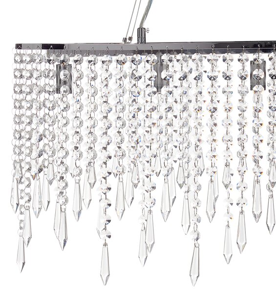 Luster strieborný železný chrómovaný povrch s kryštálikmi glamour štýl obývacia izba jedáleň