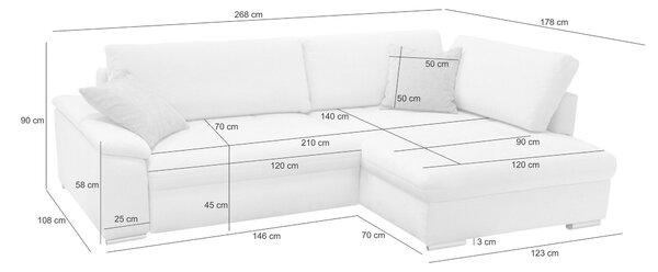 ROHOVÁ SEDAČKA, textil, biela Livetastic - Sedačky, Online Only