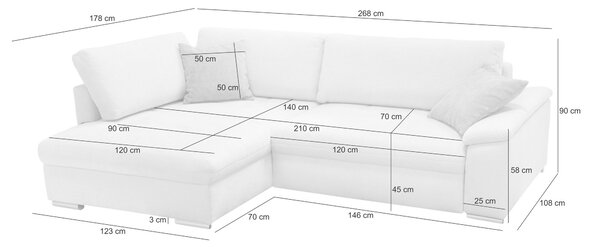 ROHOVÁ SEDAČKA, textil, biela Livetastic - Sedačky, Online Only