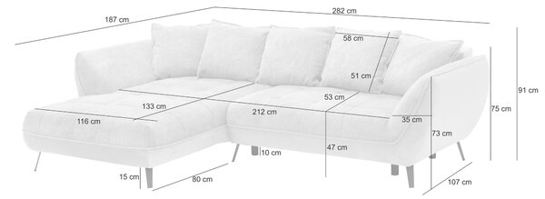 ROHOVÁ SEDAČKA, textil, sivá, svetlosivá Livetastic - Sedačky, Online Only