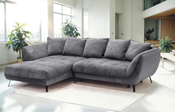 ROHOVÁ SEDAČKA, textil, grafitová, sivá Livetastic - Sedačky, Online Only
