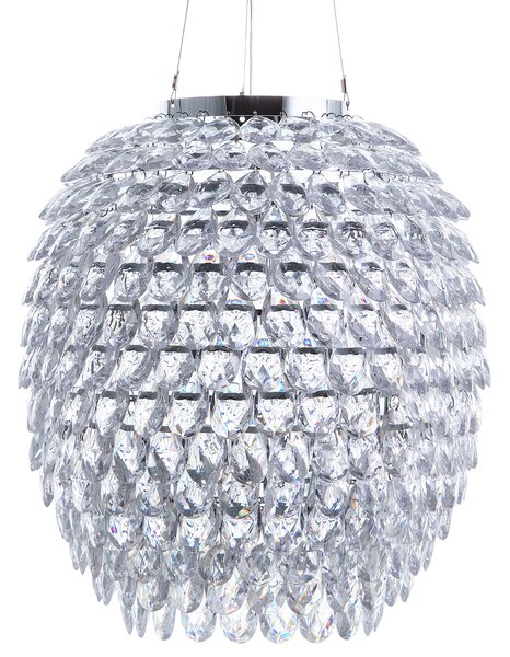 Závesná lampa transparentné kryštál 110 cm kovový rám s kryštálmi rozptyľujú čarovné svetlo