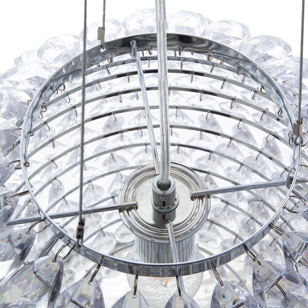 Závesná lampa transparentné kryštál 110 cm kovový rám s kryštálmi rozptyľujú čarovné svetlo