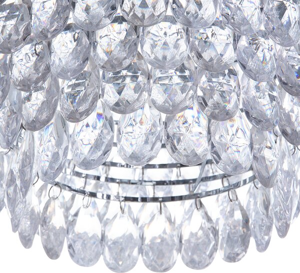 Závesná lampa transparentné kryštál 110 cm kovový rám s kryštálmi rozptyľujú čarovné svetlo