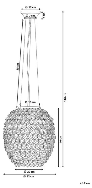 Závesná lampa transparentné kryštál 110 cm kovový rám s kryštálmi rozptyľujú čarovné svetlo