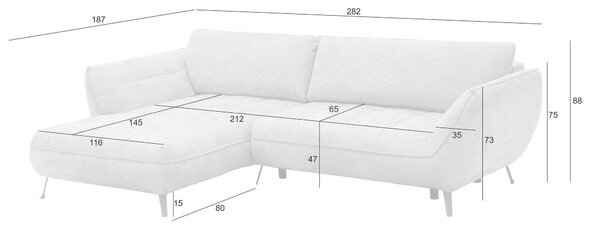 ROHOVÁ SEDAČKA, textil, svetlosivá Livetastic - Sedačky, Online Only