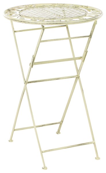 Záhradný barový stolík svetlozelený železný okrúhly 60 cm skladací UV odolný vintage francúzsky retro štýl